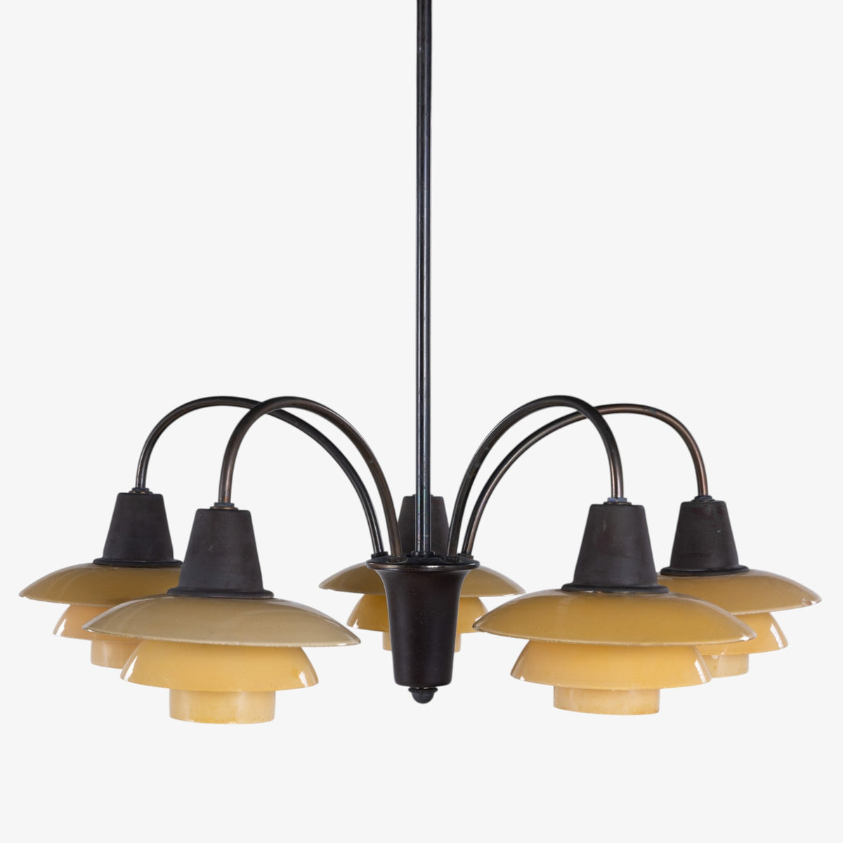 PH 2/2 - Chandelier with yellow glass shades