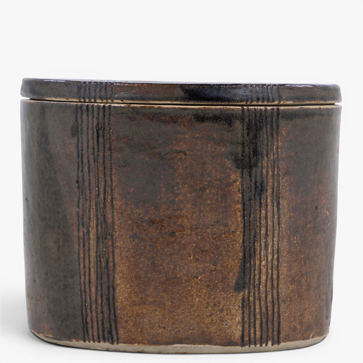 Unique lidded jar in stoneware