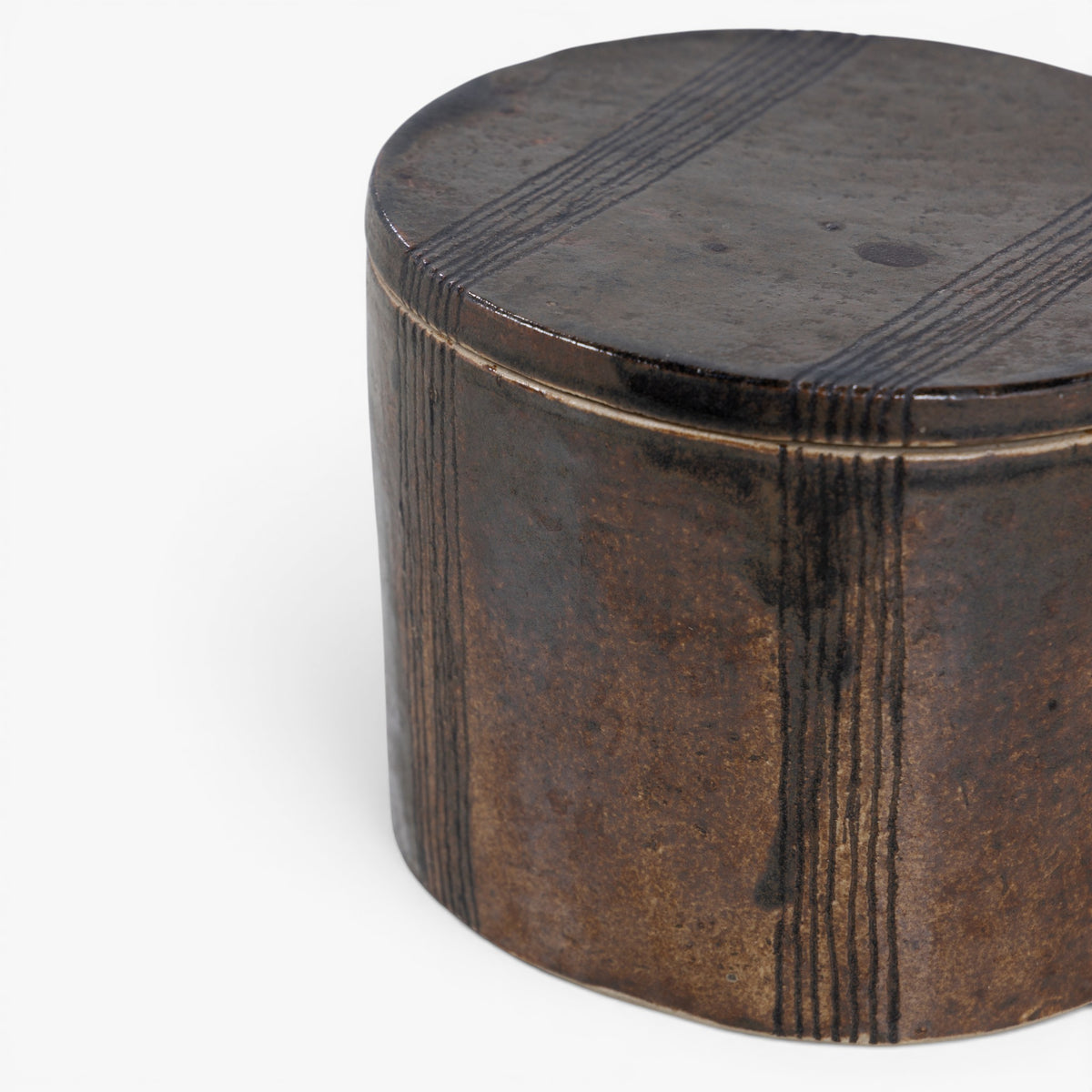 Unique lidded jar in stoneware