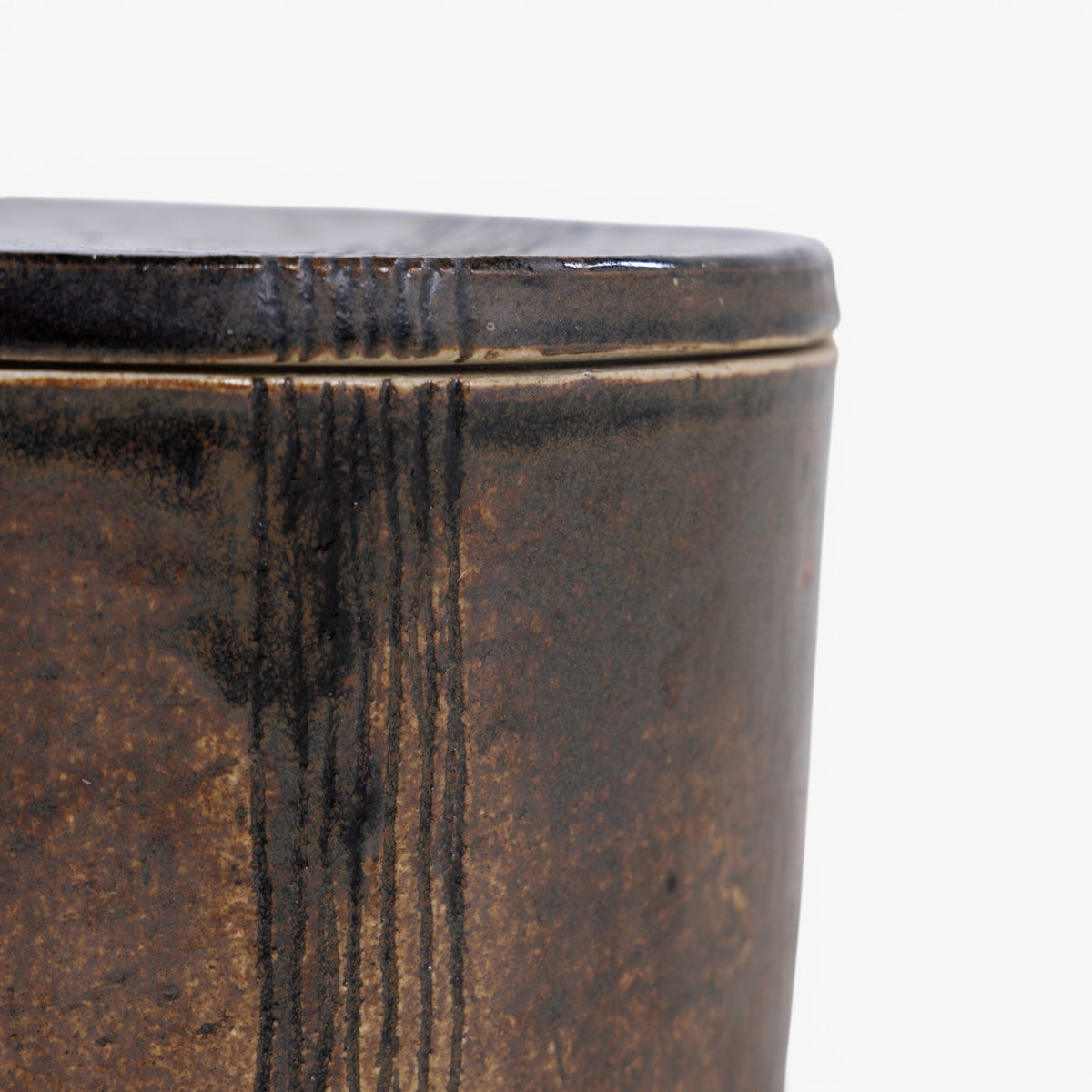 Unique lidded jar in stoneware