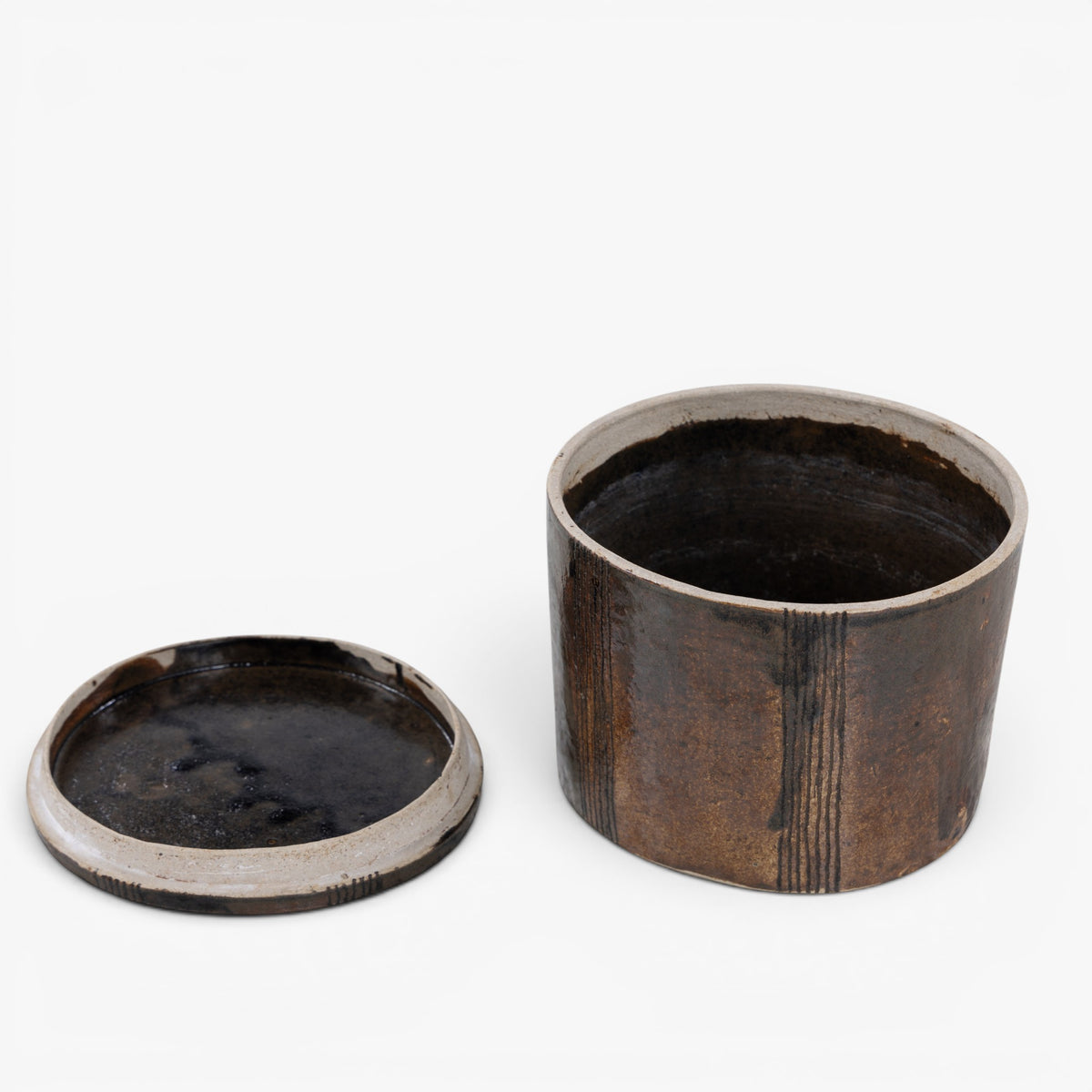 Unique lidded jar in stoneware