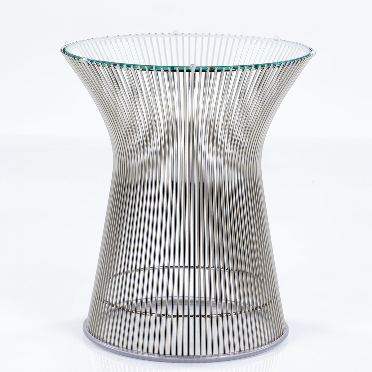 'Platner' sidebord i nikkel & klart glas