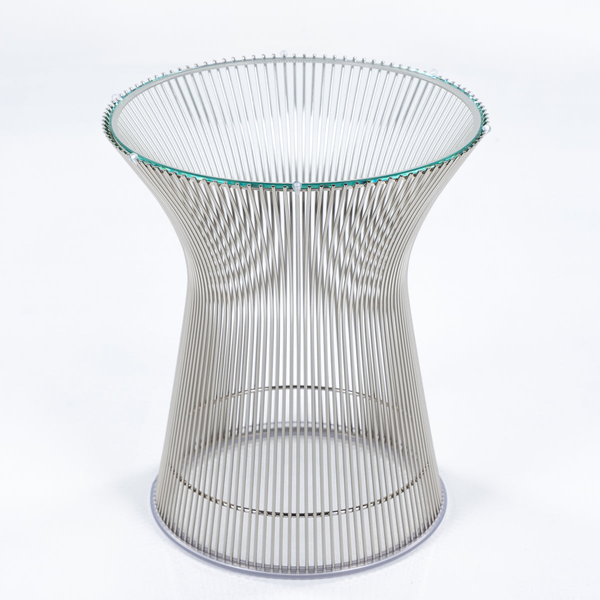 'Platner' sidebord i nikkel & klart glas