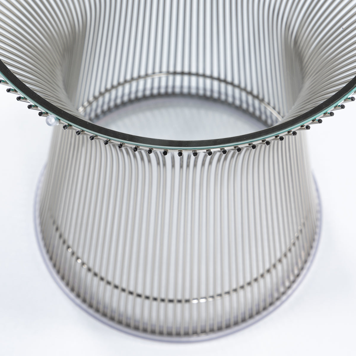 'Platner' sidebord i nikkel & klart glas