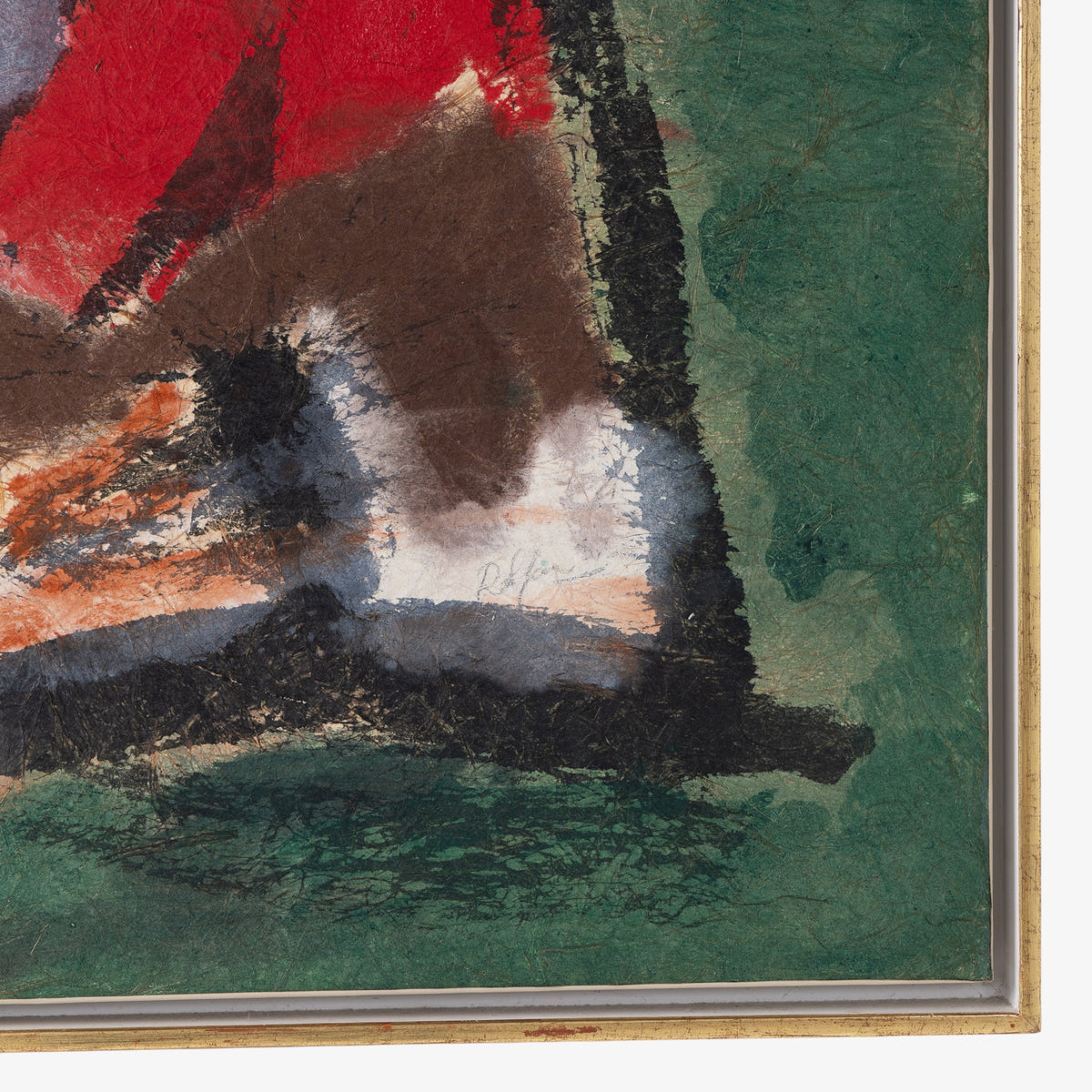 Alkyd on paper in a gold frame