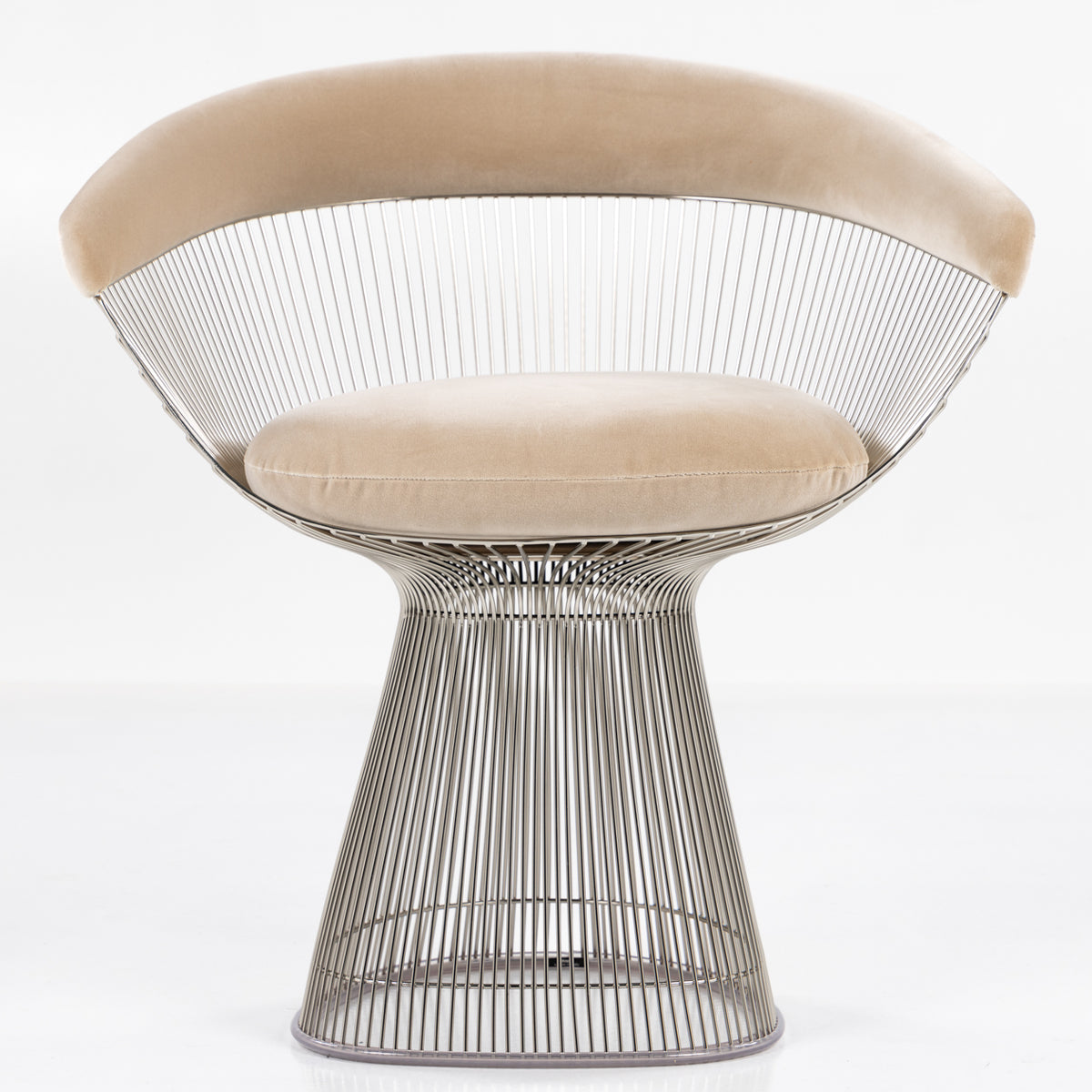 Platner Side Chair i nikkel & beige tekstil