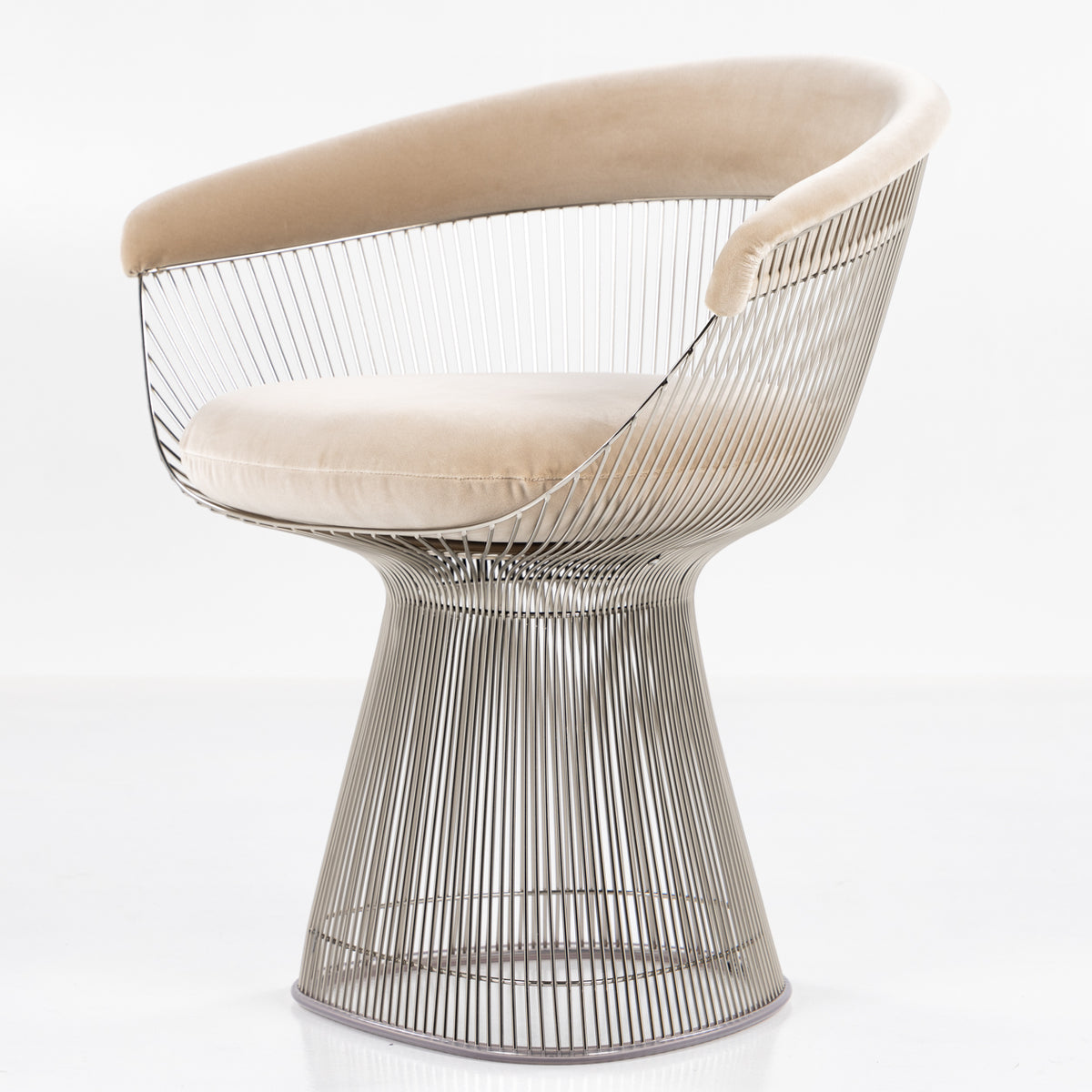 Platner Side Chair i nikkel & beige tekstil