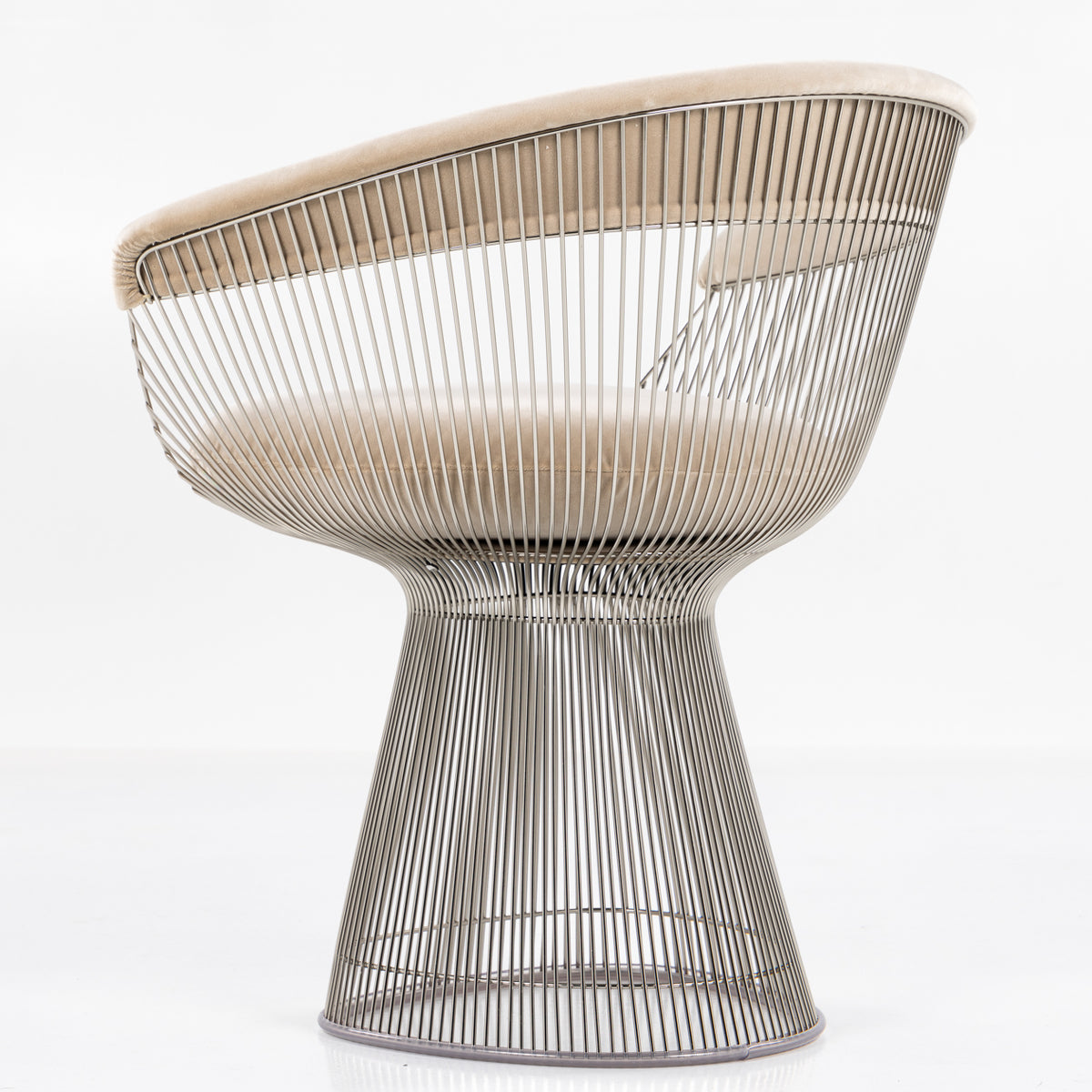 Platner Side Chair i nikkel & beige tekstil