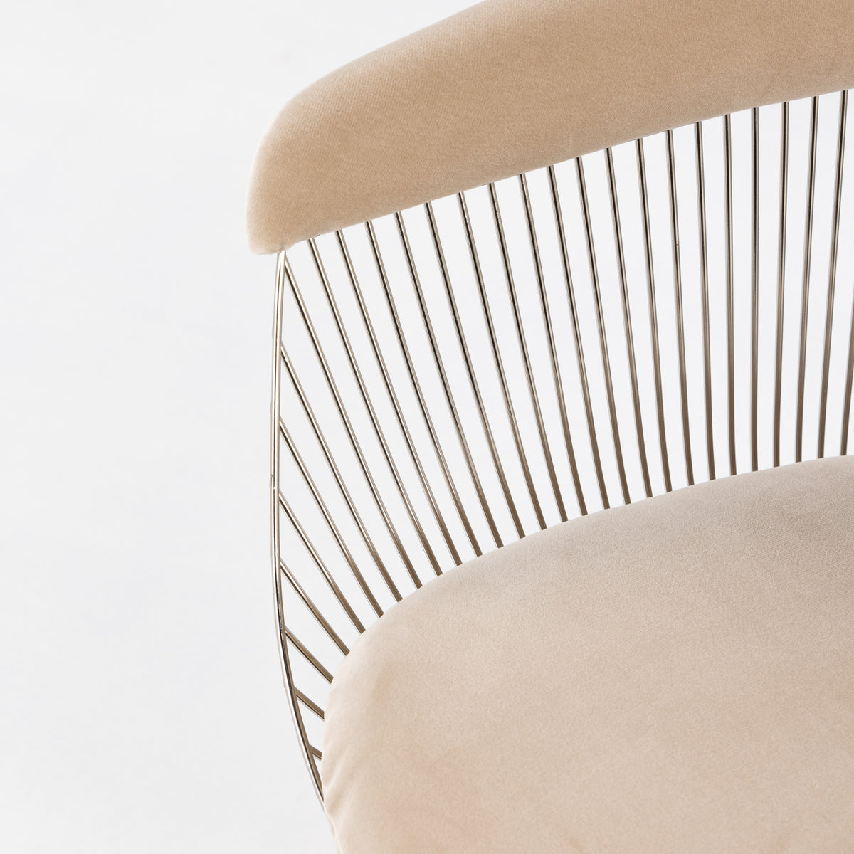 Platner Side Chair i nikkel & beige tekstil