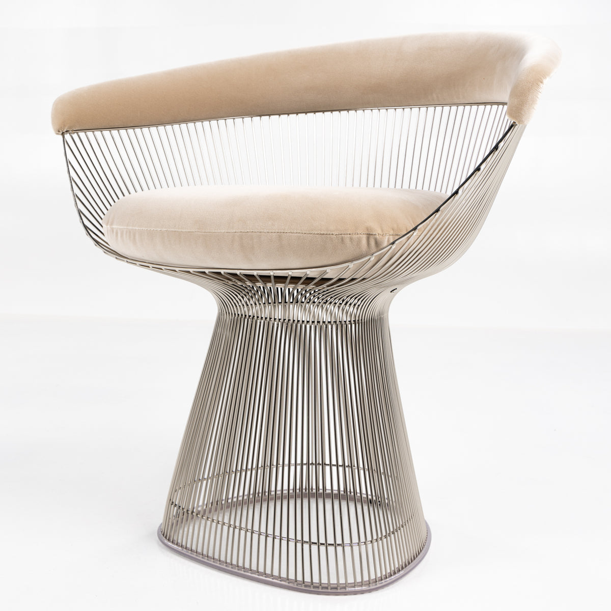 Platner Side Chair i nikkel & beige tekstil