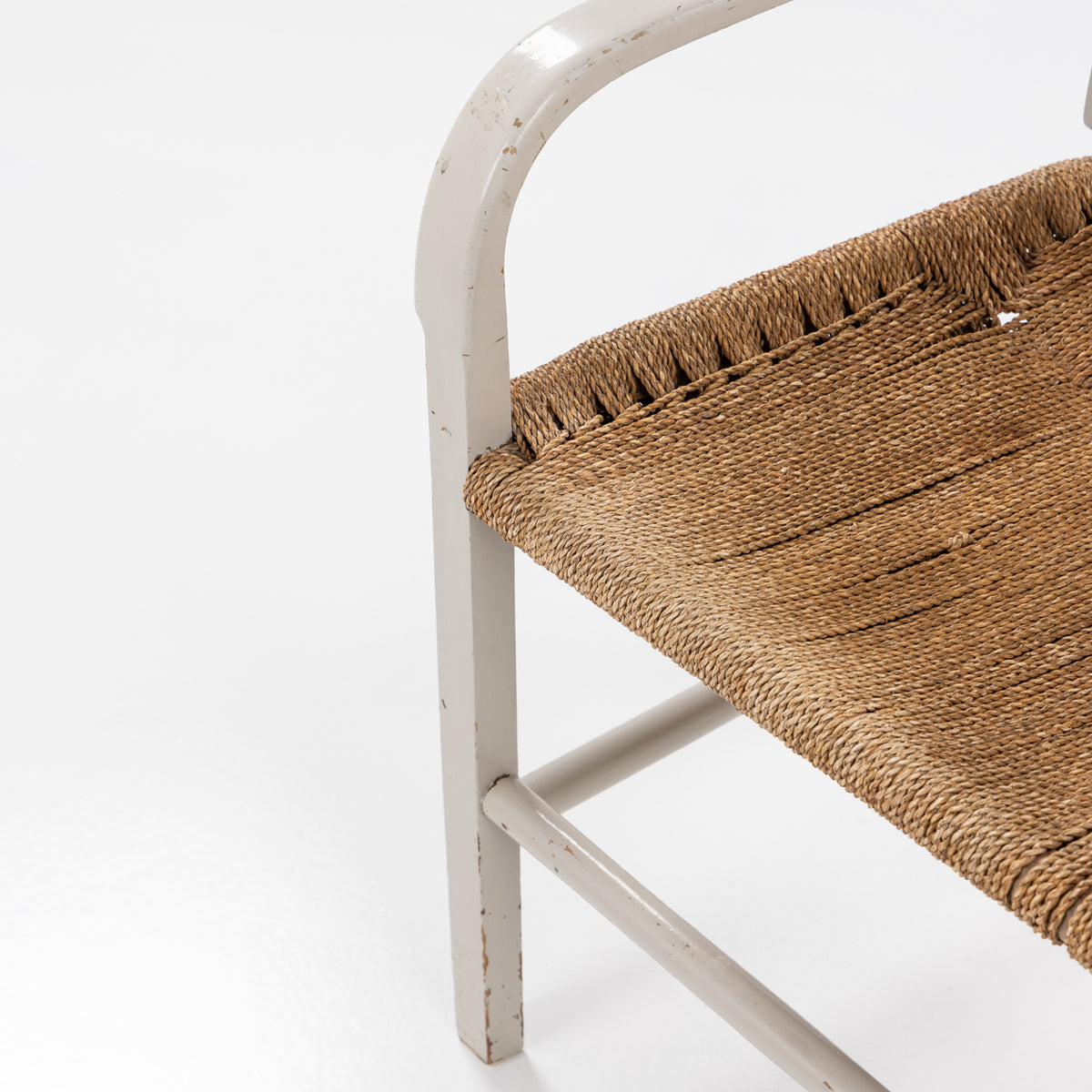 Pair of easy chairs in grey painted wood
