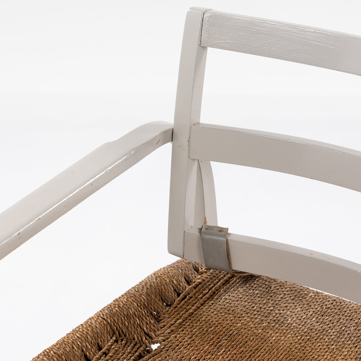 Pair of easy chairs in grey painted wood