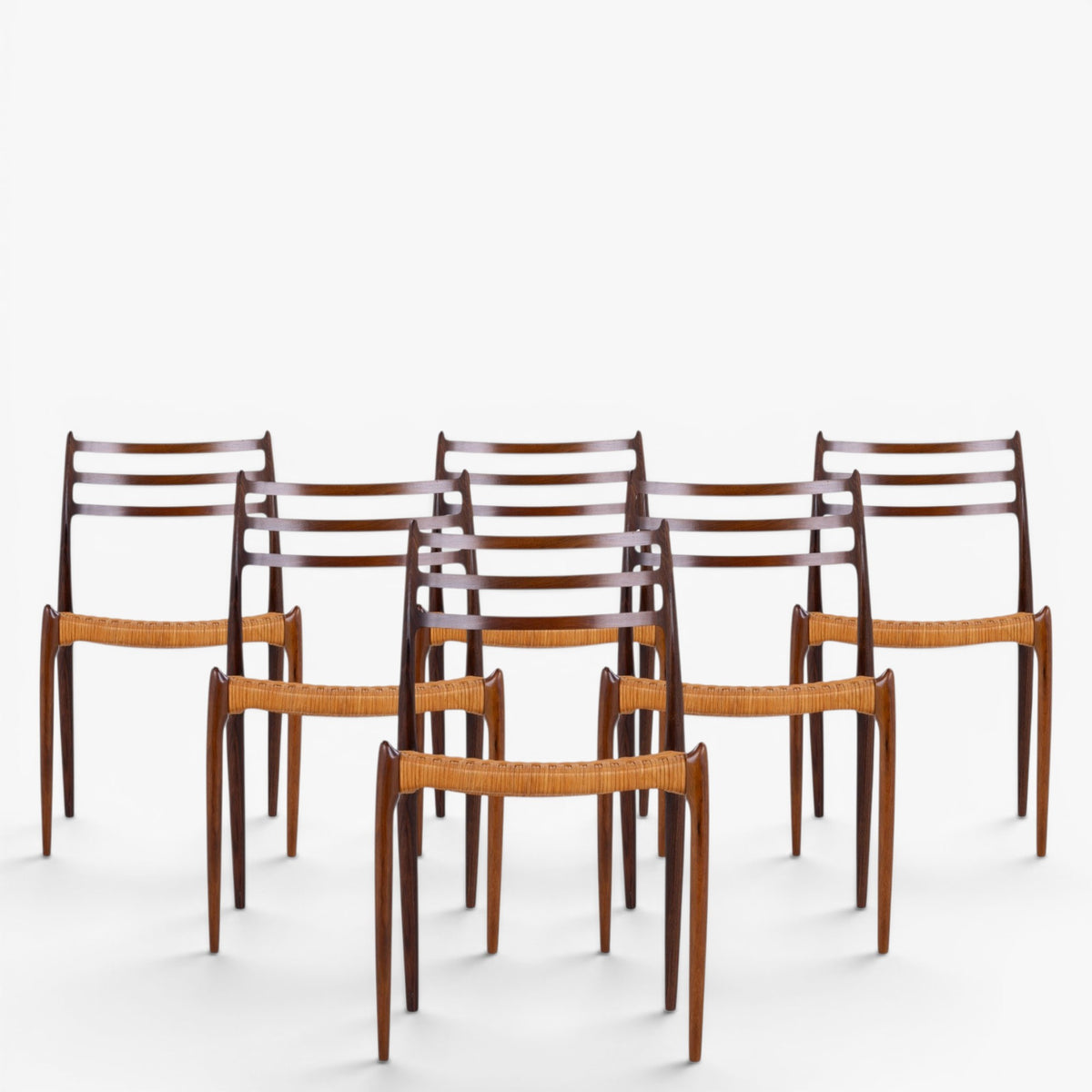 NO 78 - Set of 6 dining chairs in rosewood