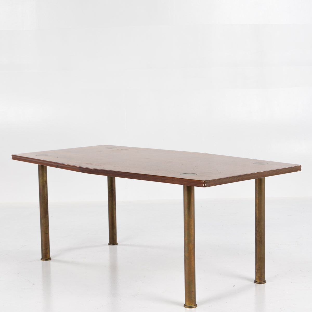 Boat-shaped coffee table in mahogany