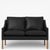 BM 2208 – Ompolstret 2 pers. sofa i anilinlæder (Black)