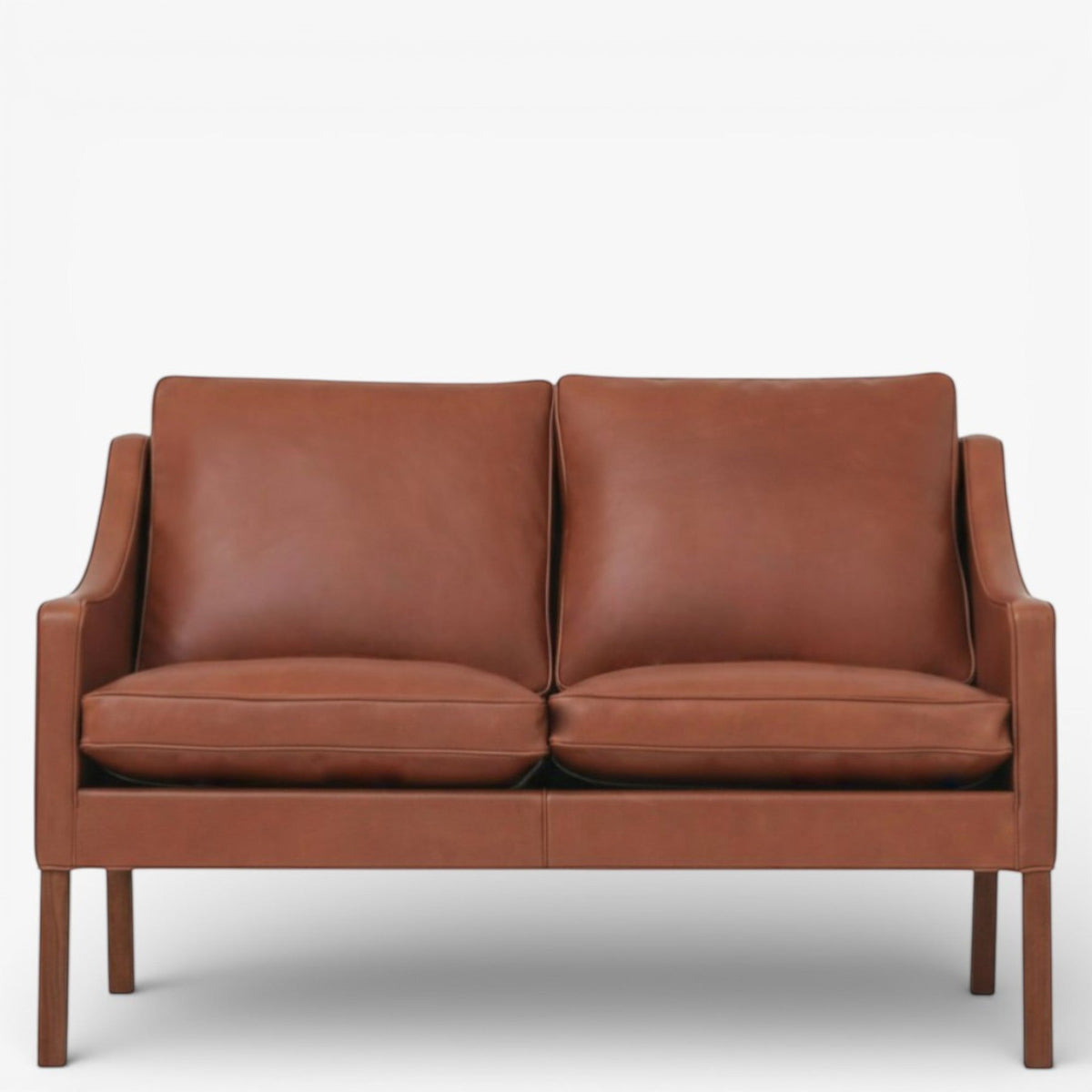 BM 2208 – Ompolstret 2 pers. sofa i dækfarvet læder (Cognac)