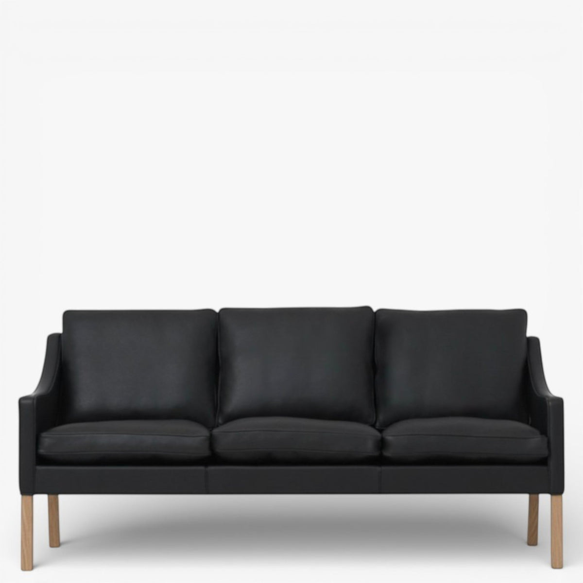 BM 2209 – Ompolstret 3 pers. sofa i anilinlæder (Black)