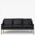 BM 2209 – Ompolstret 3 pers. sofa i dækfarvet læder (Black)