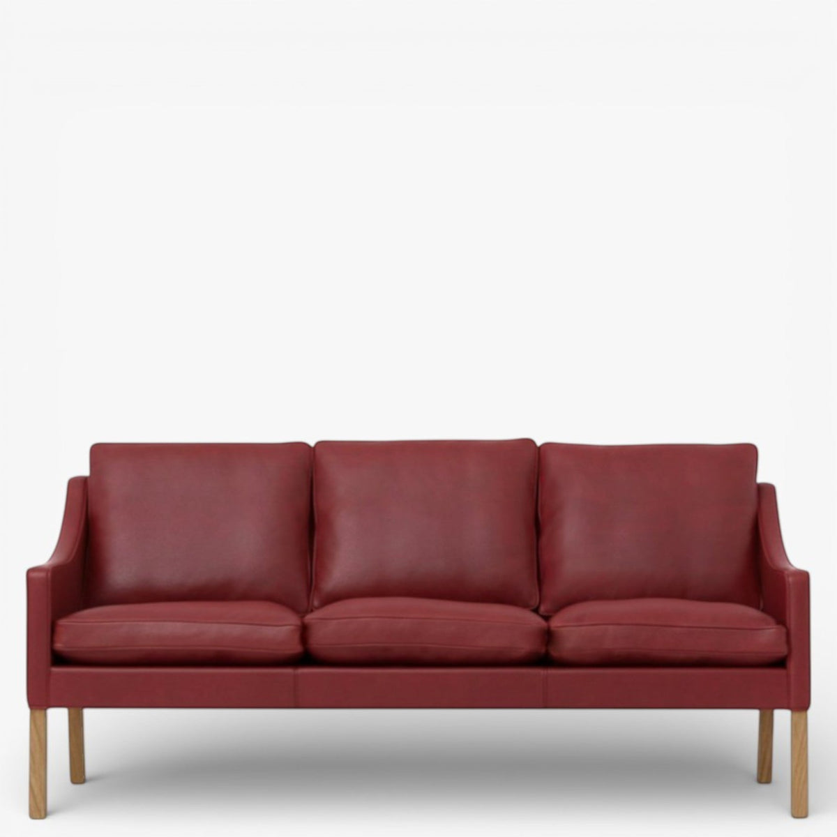 BM 2209 – Ompolstret 3 pers. sofa i dækfarvet læder (Indian Red)