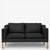 BM 2212 – Ompolstret 2 pers. sofa i dækfarvet læder (Black)