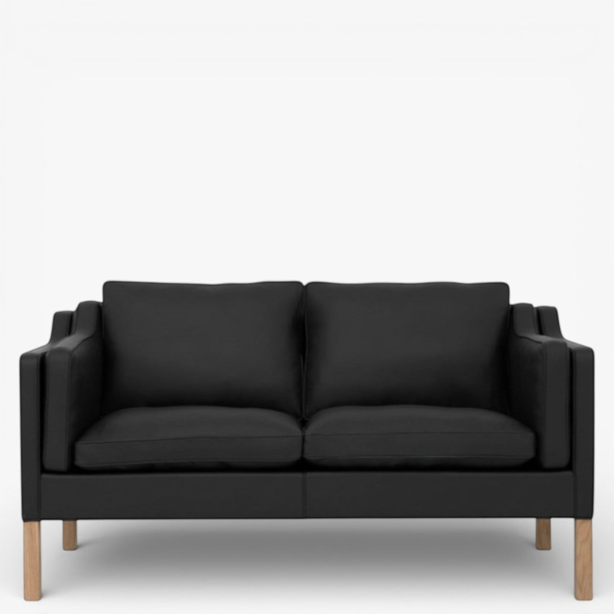 BM 2212 – Ompolstret 2 pers. sofa i dækfarvet læder (Black)