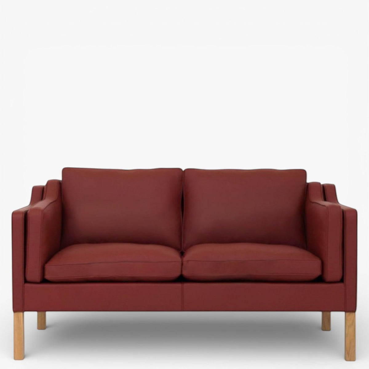 BM 2212 – Ompolstret 2 pers. sofa i anilinlæder (Indian Red)
