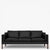 BM 2213 - Ompolstret 3 pers. sofa i anilinlæder (Black)