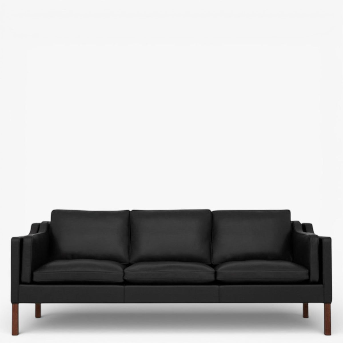BM 2213 - Ompolstret 3 pers. sofa i anilinlæder (Black)