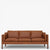BM 2213 - Ompolstret 3 pers. sofa i anilinlæder (Cognac)