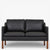 BM 2322 – Ompolstret 2 pers. sofa i dækfarvet læder (Black)