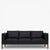 BM 2333 – Ompolstret 3 pers. sofa i anilinlæder (Black)
