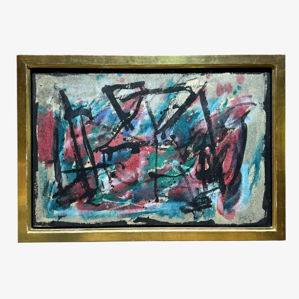 Gouache in gold frame