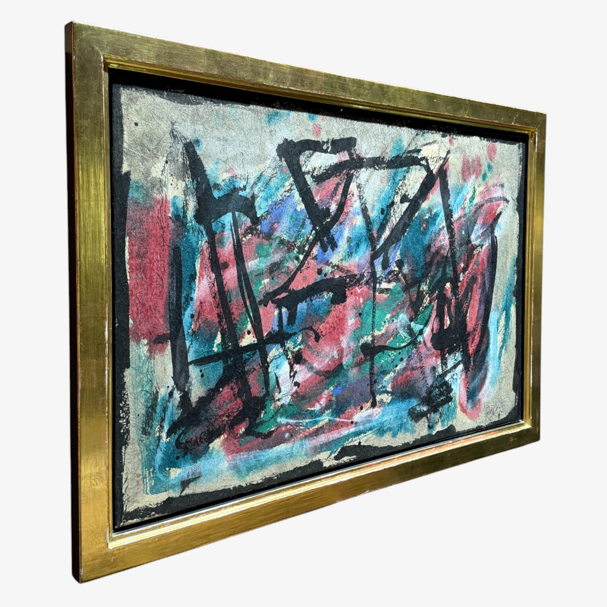 Gouache in gold frame