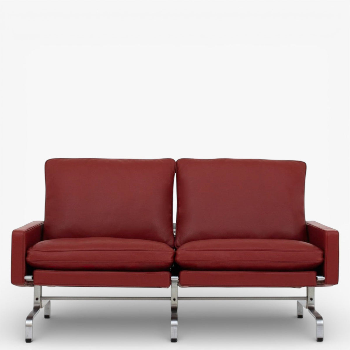 PK 31/2 – Ompolstret 2 personers sofa i anilinlæder (Indian Red)