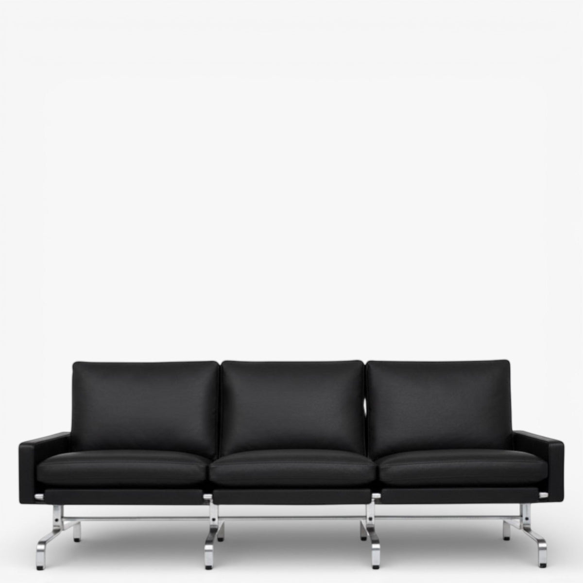 PK 31/3 – Ompolstret 3 personers sofa i anilinlæder (Black)