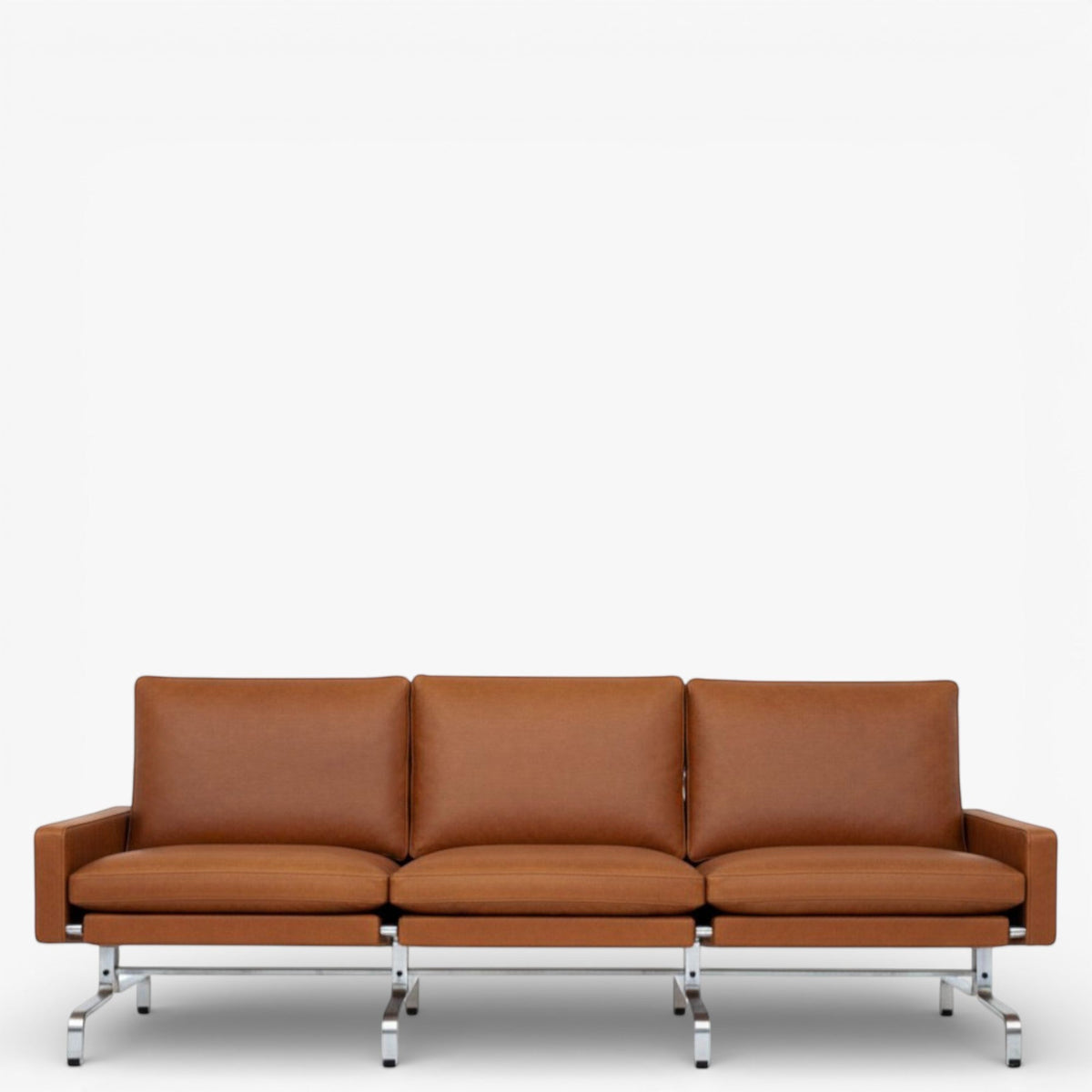 PK 31/3 – Ompolstret 3 personers sofa i anilinlæder (Cognac)