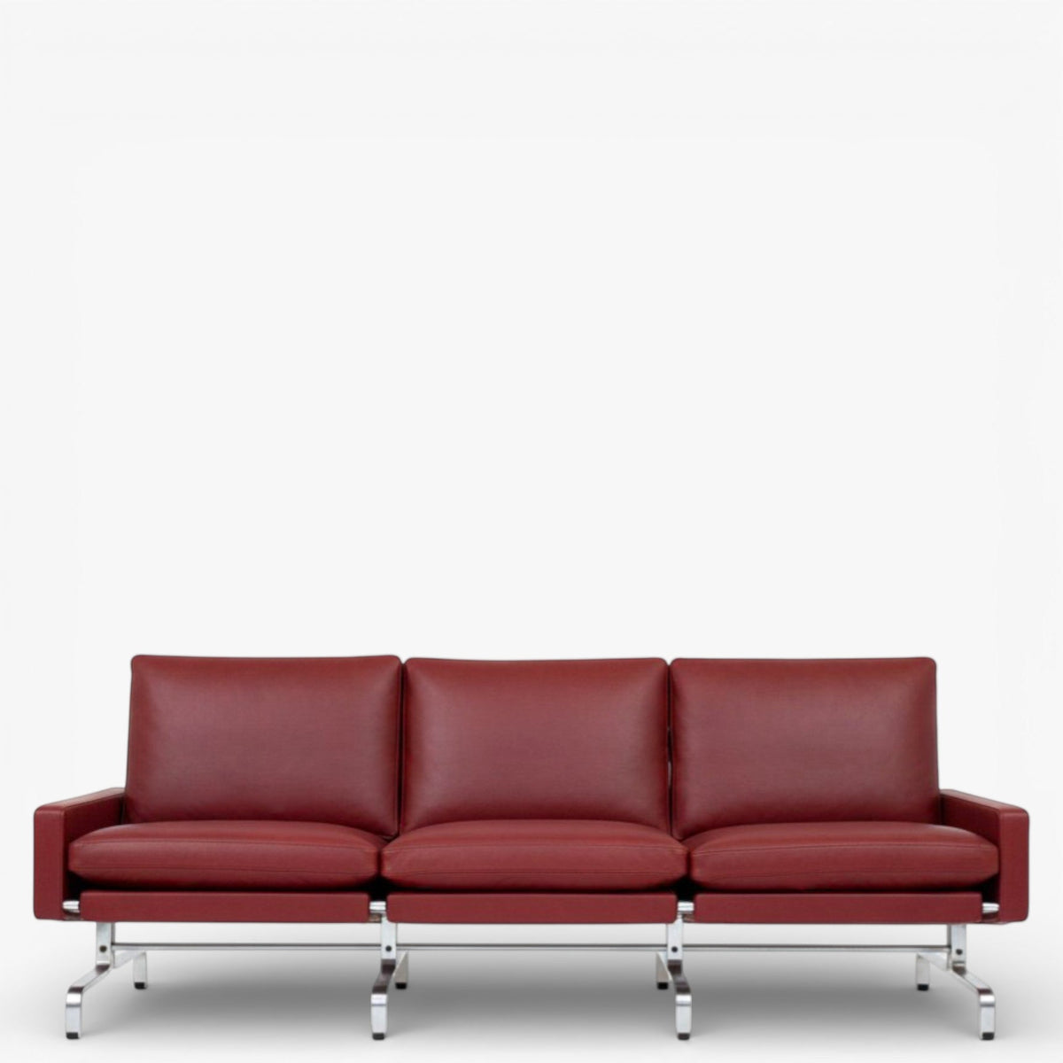 PK 31/3 – Ompolstret 3 personers sofa i anilinlæder (Indian Red)