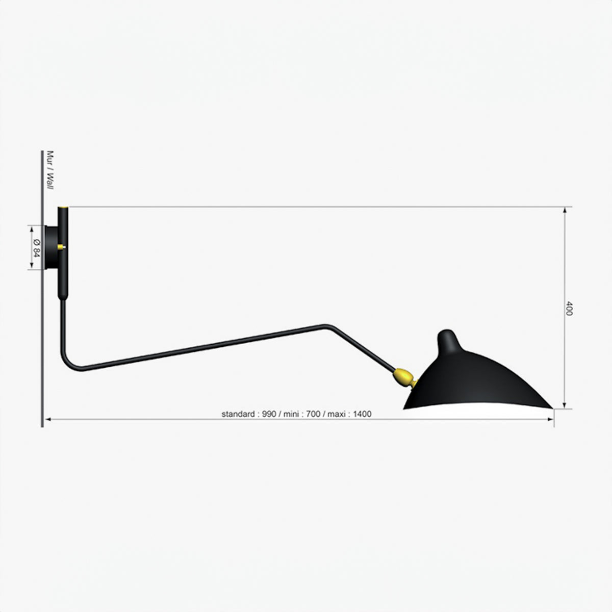 Applique 1' -  Large wall light in black metal