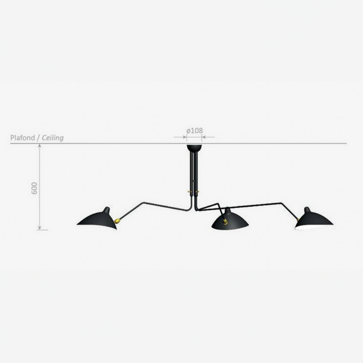 'Plafonnier 3' - Loftlampe i sort metal