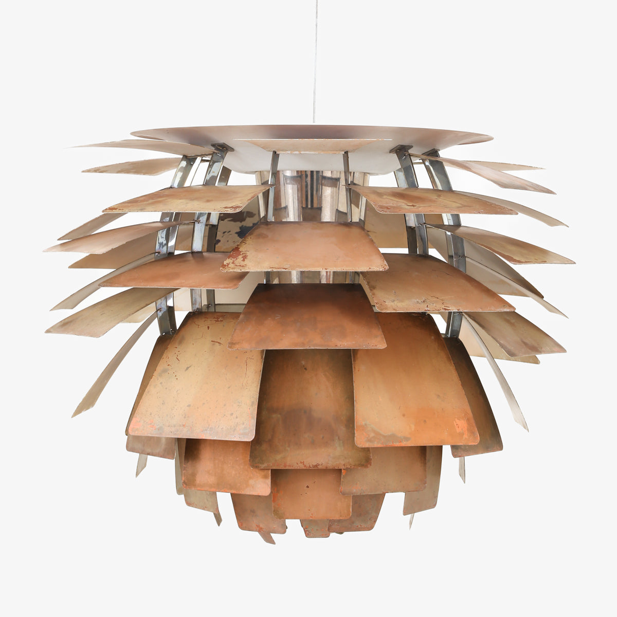 Early Artichoke lamp in copper