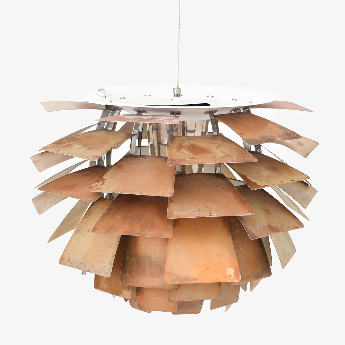 Early Artichoke lamp in copper