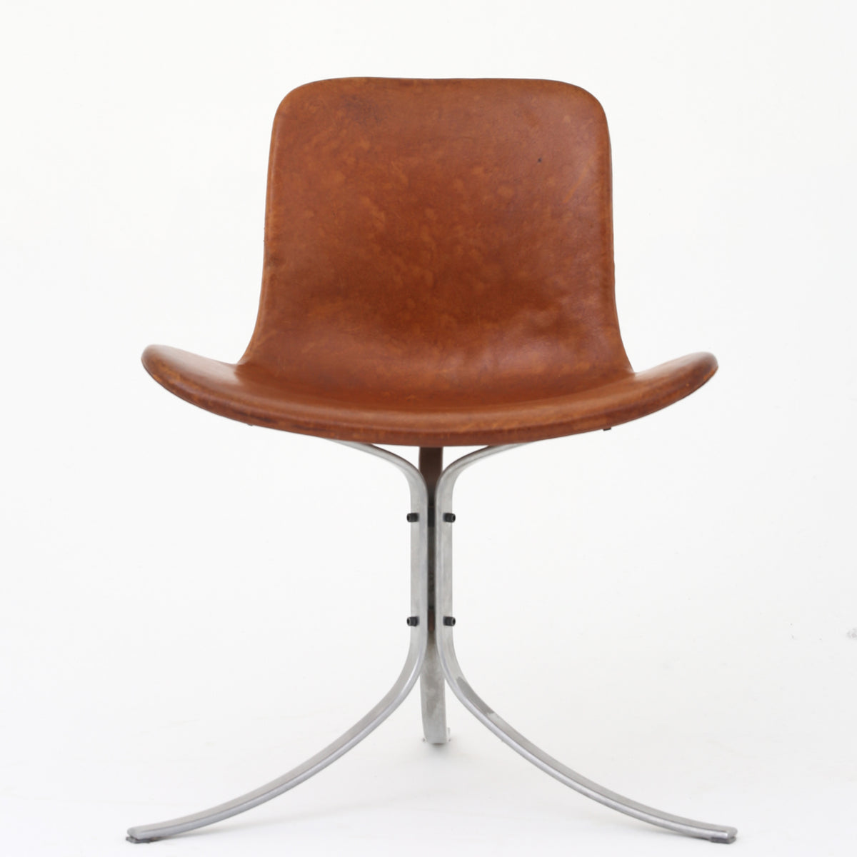 PK 9 - 'Tulip' chair in patinated leather