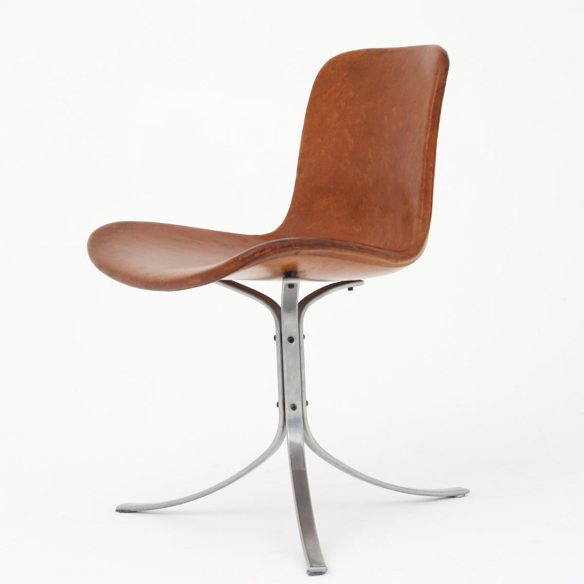 PK 9 - 'Tulip' chair in patinated leather