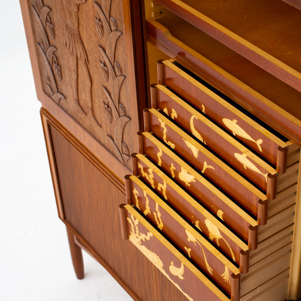 Linen-press in Honduras-mahogany