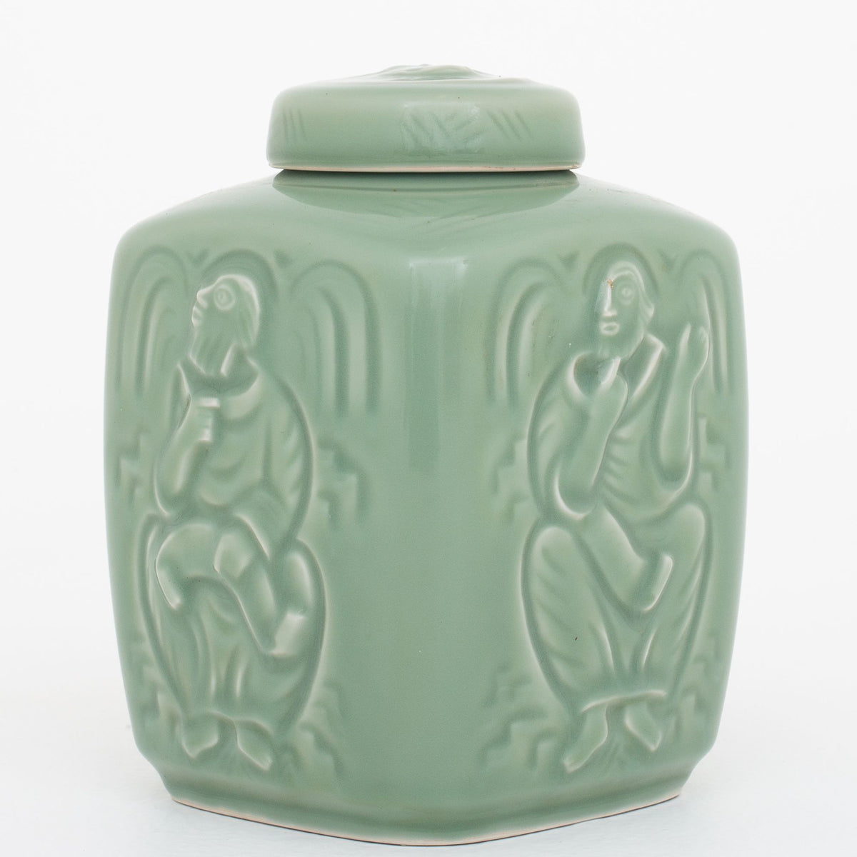 Lågkrukke m. celadon glasur