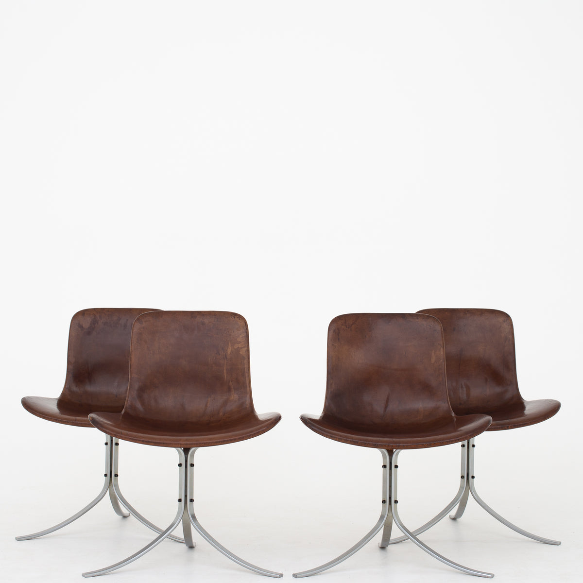 PK 9 - Chairs in original leather (set)